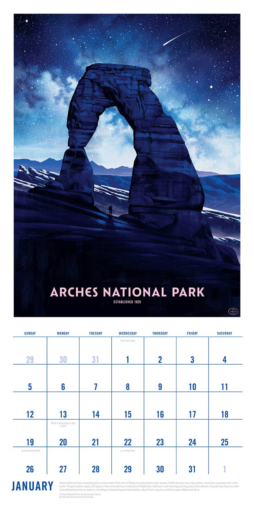 "The Art of the National Parks" Wall Calendar - 2025