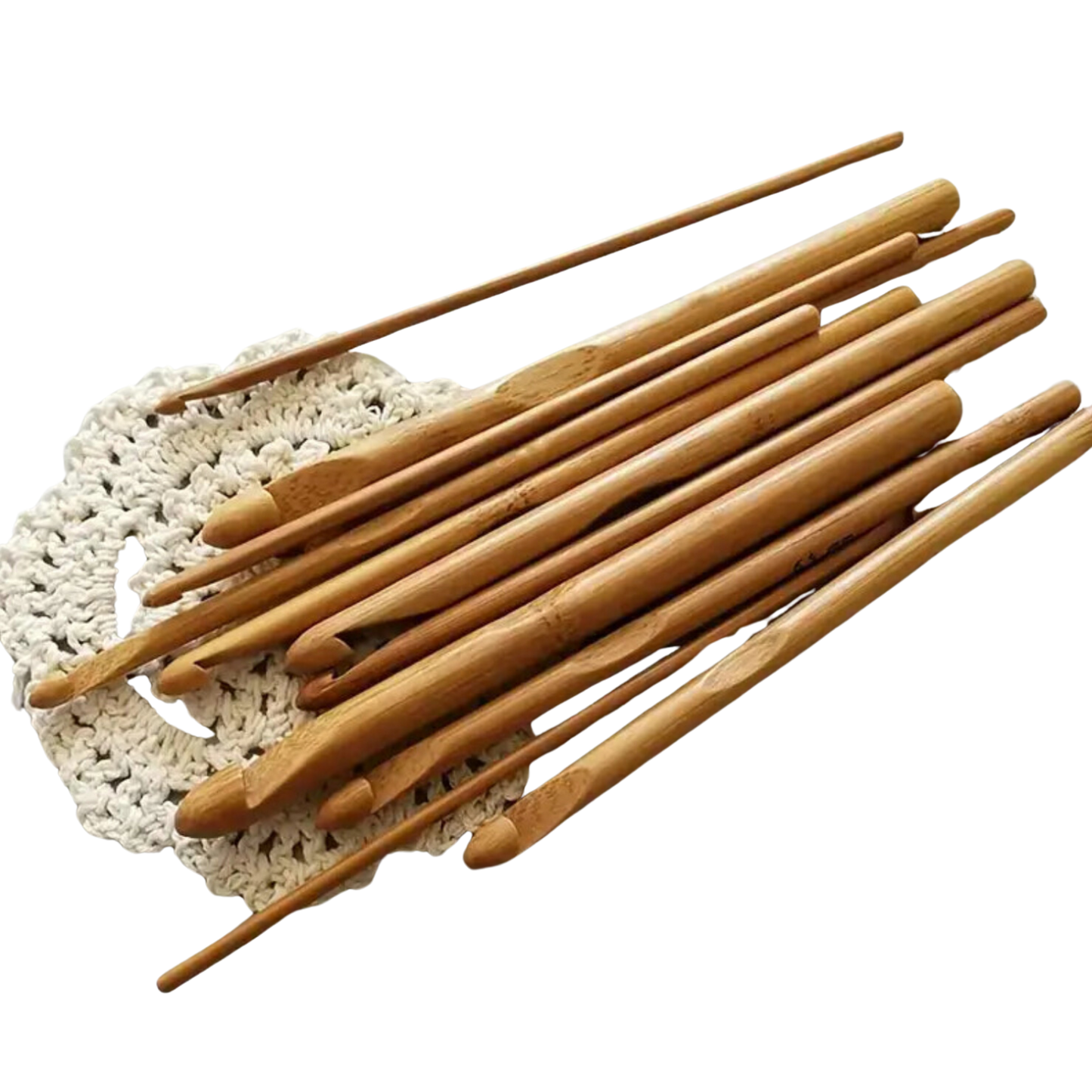 12-Piece Bamboo Crochet Hooks Set