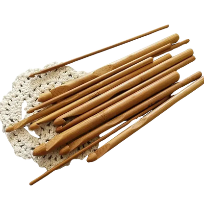 12-Piece Bamboo Crochet Hooks Set