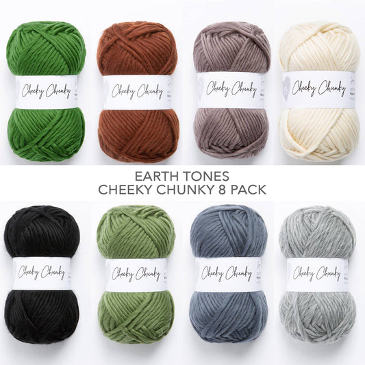 Cheeky Chunky Yarn Earth Tones Bundle - 8 Pack