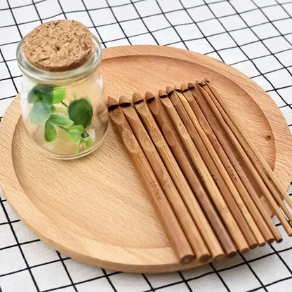 12-Piece Bamboo Crochet Hooks Set