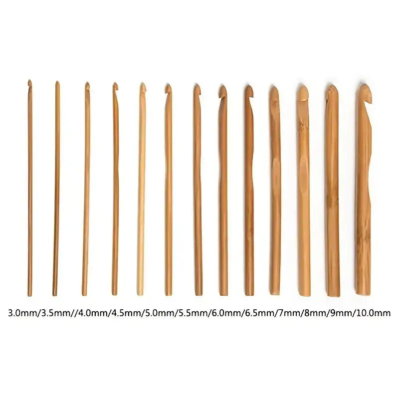 12-Piece Bamboo Crochet Hooks Set