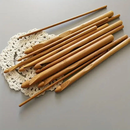 12-Piece Bamboo Crochet Hooks Set