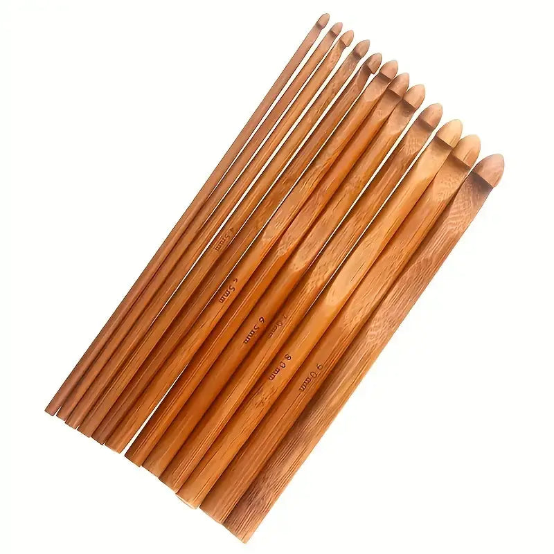 12-Piece Bamboo Crochet Hooks Set